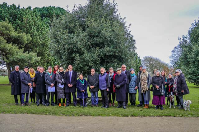 In Shoreham, the vice-chairman of Adur District Council, Ann Bridges, her fellow district councillors and a representative of the St Nicholas’ Church gathered around the Tree of Life in Buckingham Park — planted in 2020 — to help pay respects to those who died during the Holocaust and other genocides.