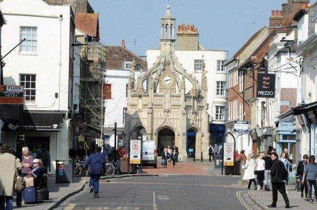 Central Chichester had 577.8 Covid-19 cases per 100,000 people in the latest week, a fall of 34.1 per cent from the week before.