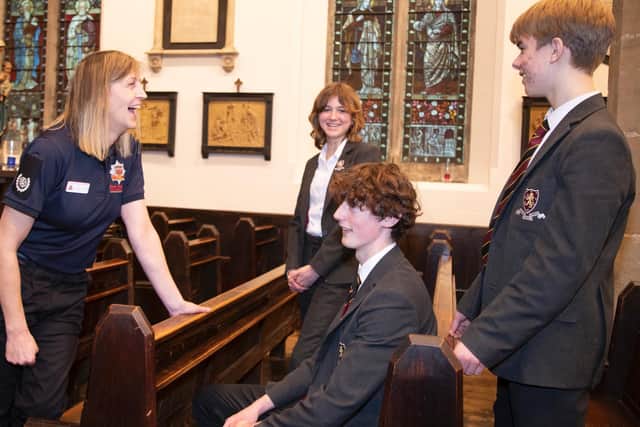 Katie told teens at Lewes Old Grammar School how important it was to create an environment in which people can speak out about their identity.