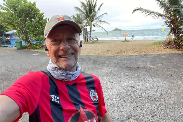 AFC Southwick fan Paul in Grenada in the West Indies