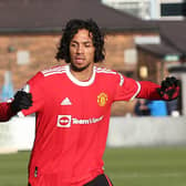 D'Mani Mellor playing for Manchester United u23s in December