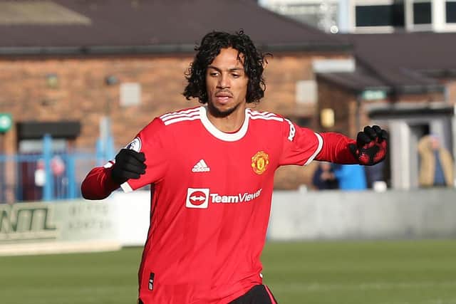 D'Mani Mellor playing for Manchester United u23s in December