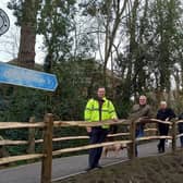 Pictured on the replacement accessibility ramp to the popular Centurion Way pathway are, from left, West Sussex Highways Engineering Project Manager Michael Taylor, resident Julian Todd, Lavant Parish Councillor Robert Newman and local county councillor Jeremy Hunt