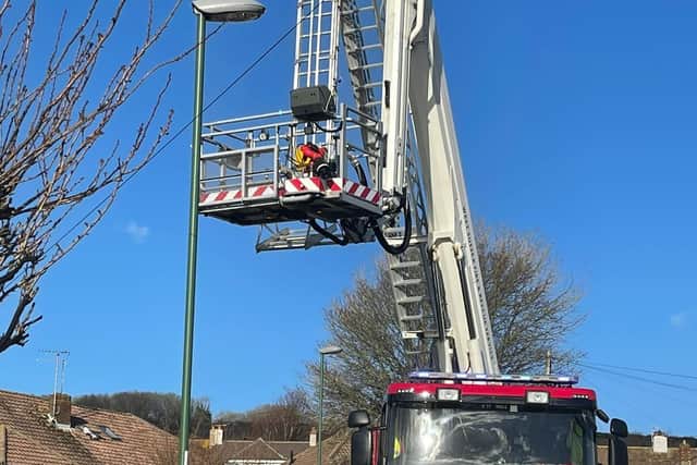 The aerial ladder platform from Worthing and the Technical Rescue Unit were sent to the incident in Lancing. Photo: Eddie Mitchell
