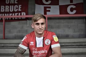 Young Crawley Town forward Alex Battle has returned to Cornwall on loan. Pictures courtesy of Crawley Town FC