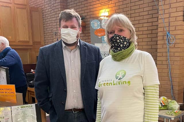 Cllr James Wright with Carrie Cort from Sussex Green Living