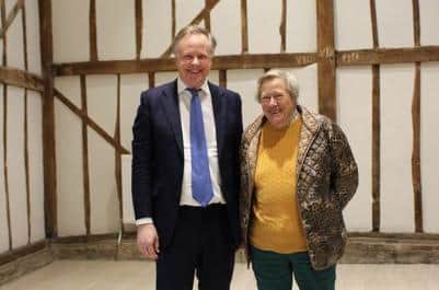 Cllr Christian Mitchell and Cllr Liz Kitchen in Blackbridge Community Hall