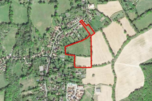 The proposed development site, while adjacent to Rudgwick is in Surrey, apart from the access road