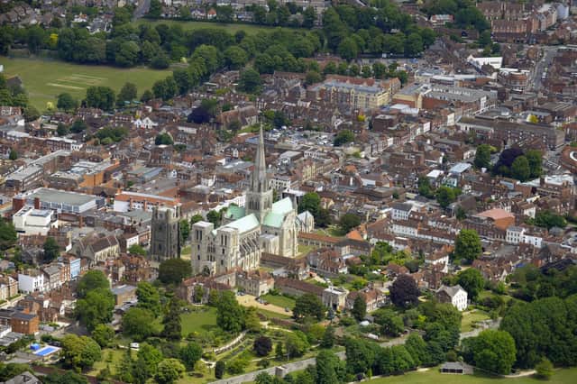 An aerial view of Chichester Cathedral.
 Photograph: Allan Hutchings/ Hilsea Portsmouth