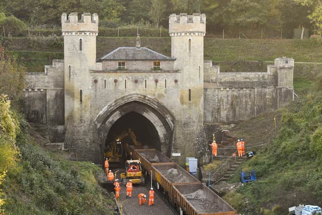 Engineers are replacing track in the 1841-built Clayton Tunnel. Picture: Network Rail.