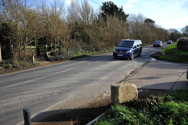 Barry asked for three safety improvements — a curb on heavy goods vehicles (HGVs), a 40mph speed limit and a new pedestrian crossing, between the Northbrook Recreation Ground and the Eurogreen entrance footpath. Photo: Steve Robards SR2202023 SUS-220202-104037001