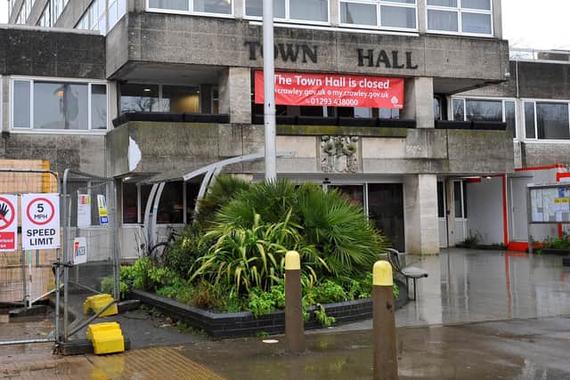 Crawley Town Hall. Pic Steve Robards SR2102021 SUS-210202-115716001