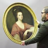 Toovey’s fine art consultant, Tim Williams, with the re-discovered portrait of Lady Laetitia Beauchamp-Proctor by the English artist George Romney