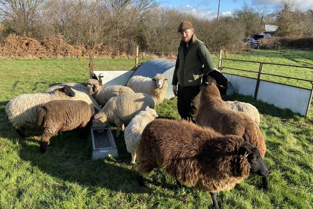 Oli Barter with some of the sheep 'mowers'