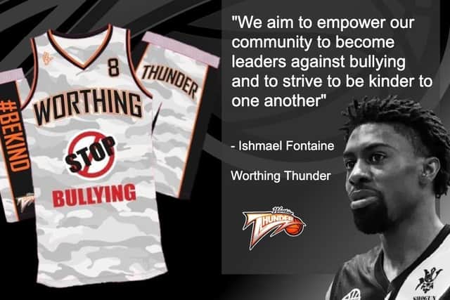 Part of Worthing Thunder's anti-bullying campaign message