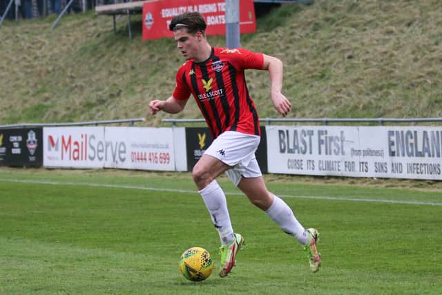 Ollie Tanner on the ball for Lewes / Picture: James Boyes