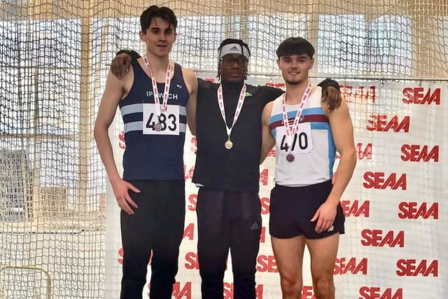 Bryn Smith - right of podium - at Lee Valley