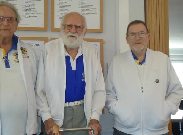 John Murray, centre, with Gerry Shallis, left, and Graham French at Worthing Pavilion
