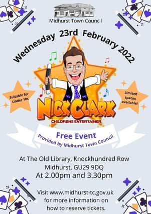 A children’s entertainer will be coming to Midhurst this half term to entertain the whole family. SUS-221002-122010001