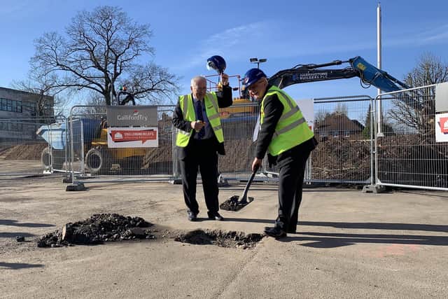 Councillor Sir Peter Bottomley and Councillor Kevin Jenkins at the ground-breaking ceremony of the Worthing Integrated Care Centre