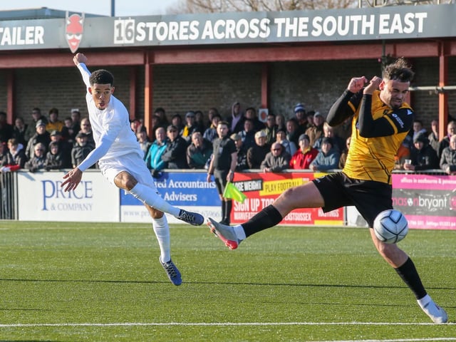 Action from Maidstone United's 3-2 win at Eastbourne Borough in National South at Priory Lane / Pictures: Lydia and Nick Redman