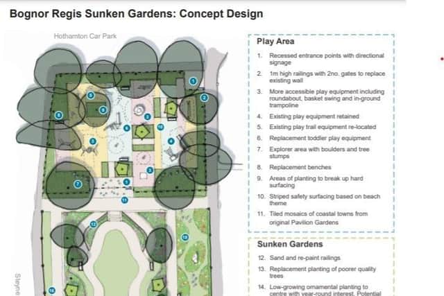 The concept plan for the Sunken Gardens in Bognor Regis