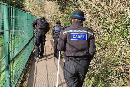 Volunteer police cadets conducted knife sweeps in various locations across East Sussex including in Battle and Ninfield. Pic: Rother Police.