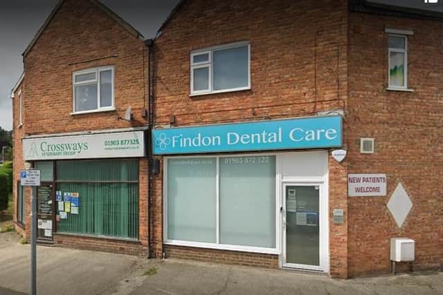 Fariba Shameli, a dentist at Findon Dental Care (pictured) was served with an 18-month suspension in July 2021. Photo: Google Street View