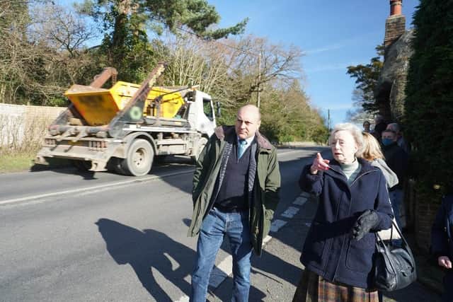 MP Andrew Griffith visited Coldwaltham to hear concerns about speeding lorries