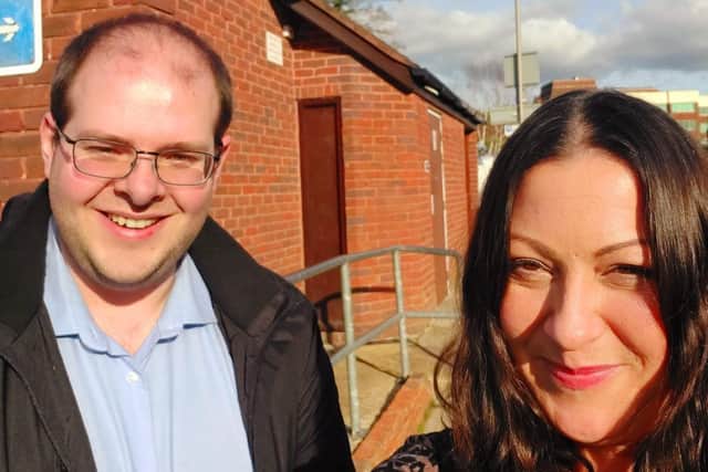 Councillor Rachel Cromie with Mid Sussex District Council leader Jonathan Ash-Edwards at the public toilets in Haywards Heath town centre.