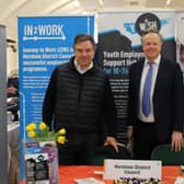 Jeremy Quin MP and HDC Cabinet Member for Horsham Town Centre Cllr Christian Mitchell at the 2022 Apprenticeship Fair