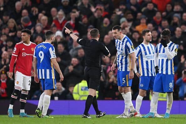Lewis Dunk was sent-off at Manchester United
