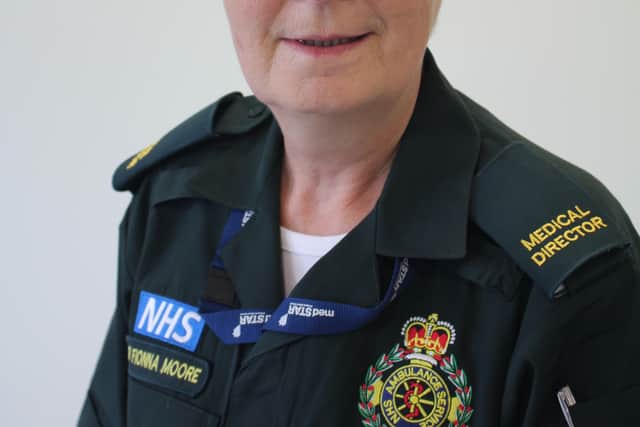 Dr Fionna Moore, the medical director for the South East Coast Ambulance Service NHS Foundation Trust, was presented with her medal by HRH The Princess RoyalSUS-180106-135310001