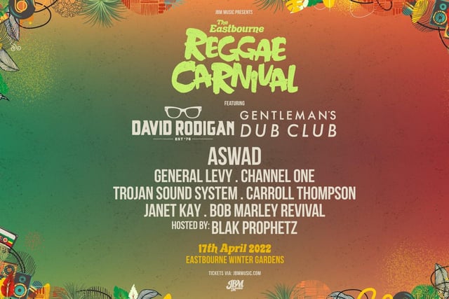 Eastbourne Reggae Carnival brings a heavyweight reggae line up to the Winter Garden for Easter Sunday including Aswad and General Levy.