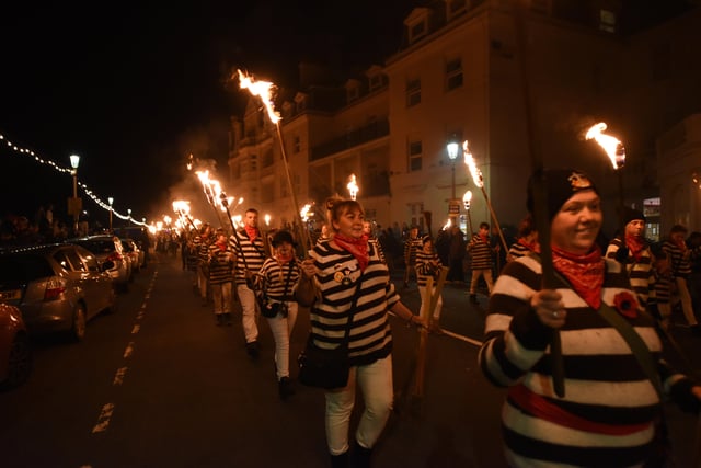 Eastbourne Bonfire Procession and Fireworks on Saturday, October 1. Bonfire societies from across the county join forces for a torchlit parade along the seafront.