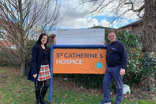 From left to right: Suzanne Davis, Corporate Fundraiser at St Catherine’s Hospice and Steve Stapleton, Hermes Gatwick Depot General Manager