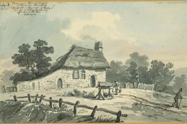 Watercolour of the remains of St James’s Hospital by artist G Shepheard, circa 1805