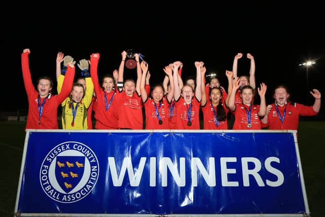 Eastbourne Borough under-15s with the cup