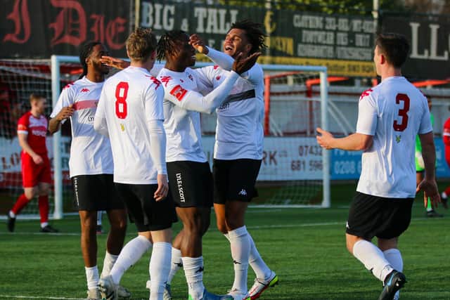 Lewes on their way to winning at Carshalton / Picture: James Boyes