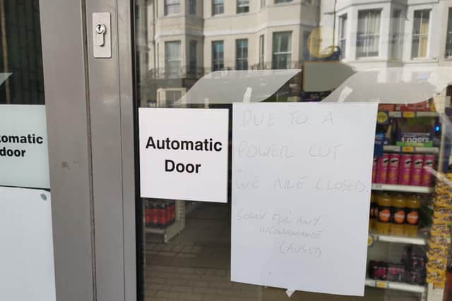 Shops in Hastings town centre had to close temporarily during the power cut SUS-220218-160617001