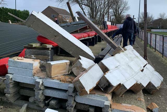 Major damage at Nyetimber Lane / Picture: Pagham FC
