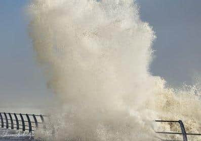 Violent waves caused by Storm Eunice hit Hastings Old Town. Pic: Shane Stanbridge.