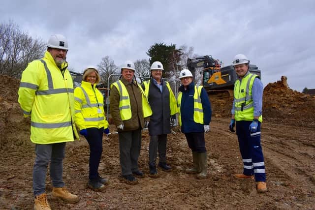 (From L to R): Andrew Edwards, WSCC's Director of Property and Assets; Carol Bruce, WSCC Contracts Officer; Cllr Pete Bradbury, Council Chairman; Cllr Paul Marshall, Council Leader; Nigel Jupp, Cabinet Member for Learning & Skills; David Loasby, ISG Senior Construction Manager