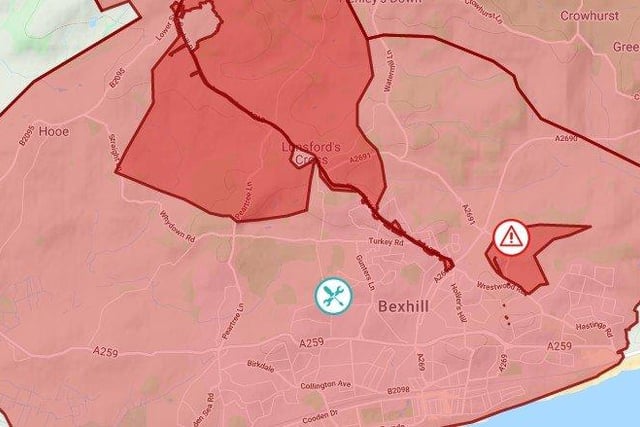 Water is still out in the Bexhill and Battle area because of a lack of electricity to water pumps. Pic: South East Water.