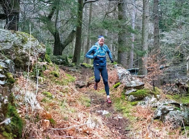 Russell Bentley, 40, now holds the overall Winter FKT (fastest known time) in the Paddy Buckley Round. Picture: Ceidiog PR.