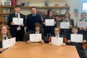 Felpham Community College English teacher Stephen Castle with some of the students whose work was selected for publication by Young Writers