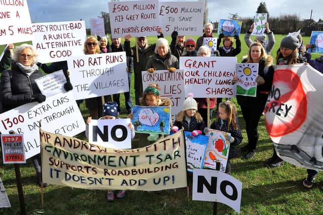 Campaigners staged a ‘silent protest’ outside Walberton Village Hall. Photo: Steve Robards SR2202211