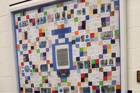 The quilt, which was unveiled by Dame Judi Dench