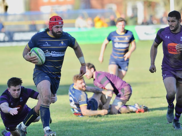 Action from Worthing Raiders' 35-19 win over Leicester in rugby's National two south at Roundstone Lane / Pictures: Stephen Goodger