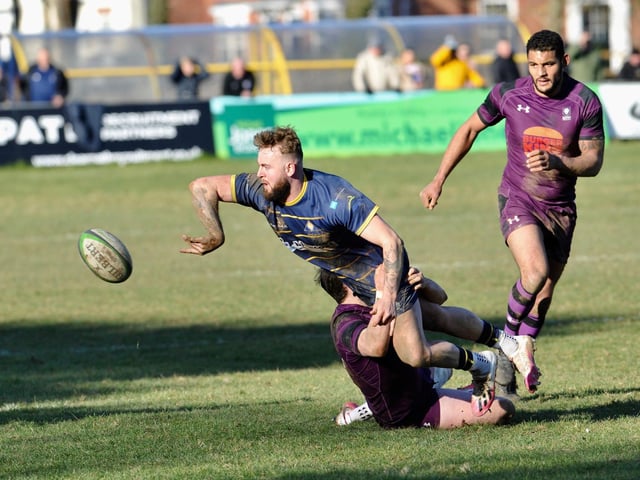 Action from Worthing Raiders' 35-19 win over Leicester in rugby's National two south at Roundstone Lane / Pictures: Stephen Goodger